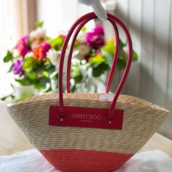 Jimmy Choo Beach Basket Raffia Tote - Picture 1 of 10